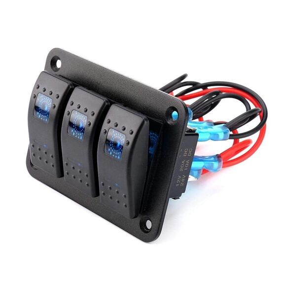 3 Gang 12-24V Rocker Switch Panel IP66 Water Proof (ABS+PC+Aluminum) - Picture 5 of 8